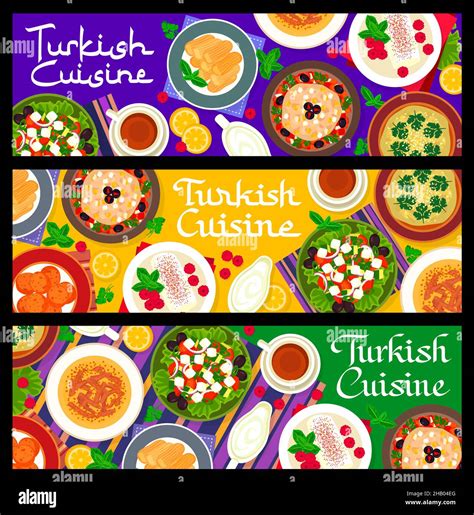 Turkish Cuisine Food Banners Turkey Restaurant Dinner And Dessert