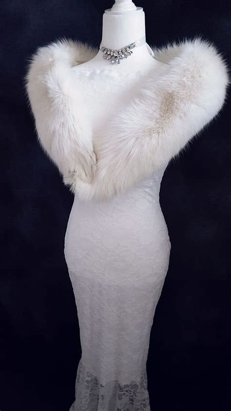 White Fox Fur Stole Real Arctic Fox Collar Vintage Fur Fling