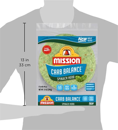Mission Carb Balance Spinach Herb Tortilla Wraps 8 Count Low Carb