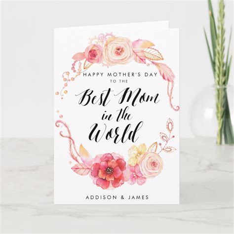 Happy Mothers Day Card Custom Best Mom Flowers Zazzle