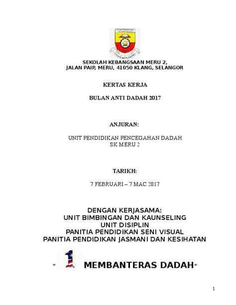 Download for free report this document. (DOC) KERTAS KERJA BULAN ANTIDADAH | SK Meru 2 Jalan Paip ...
