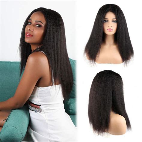 Toocci Human Hair Kinky Straight 4x4 Lace Front Wigs Yaki Straight Wig Unprocessed