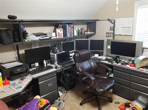 My Messy But Productive Officeman Cave That Is A Large Office Cubicle