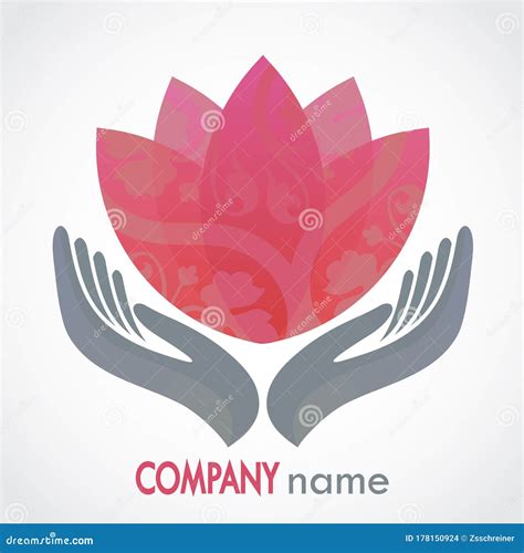 Hands With Ornamental Flower Logo Design Stock Vector Illustration Of