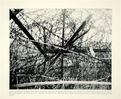 1934 Print Wwi Barbed Wire Trench Warfare Military Battlefield Western