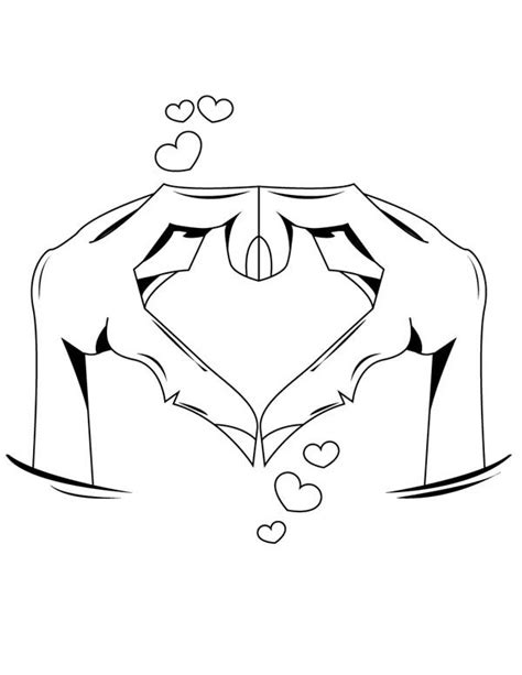 Hand Forming Heart Coloring Page Coloring Sky