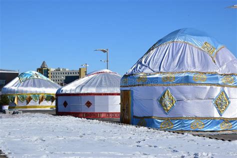 Kazakh Yurt Covered With White Silk Editorial Stock Image Image Of