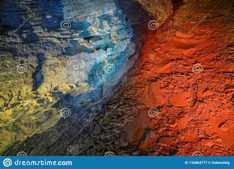 Beautiful Colorful And Illuminated Cave Stock Image Image Of