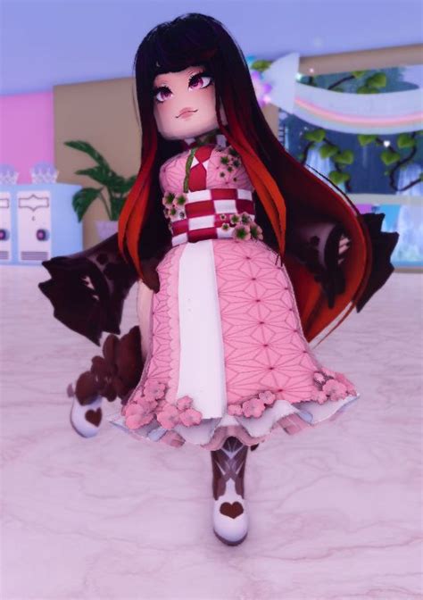 Nezuko Cosplay Aesthetic Roblox Royale High Outfits Anime Elf
