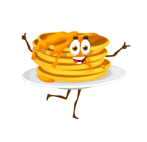 Cartoon Pancake Character With Honey Dessert 11353083 Vector Art At