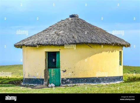 Xhosa Round Huts Or Houses Or Rondavels With Thatched Roofs