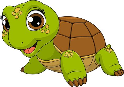 Lindo Tortuga Verde De Dibujos Animados Vector Gráfico Vectorial