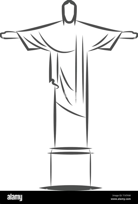 The Christ The Redeemer Statue In Rio De Janeiro Brazil Vector Sketch