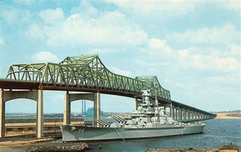 Fall River Ma Uss Massachusetts Battleship Cove Braga Bridge Vtg