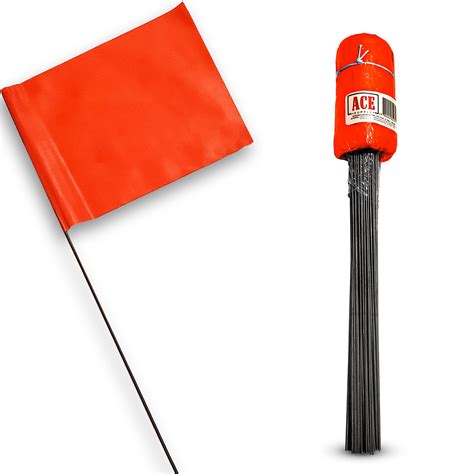 orange marking flags 100 pack ace supply 4x5 inch flag on 15 inch steel wire yard flags