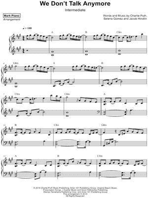 dont talk anymore sheet   arrangements  instantly musicnotes