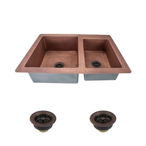Undermount copper kitchen sinks are a very popular choice in today's modern kitchens. MR Direct All-in-One Undermount Copper 33 in. Double Bowl ...