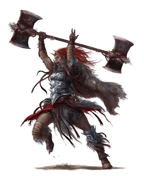 Female Half Fiend Demon Orc Barbarian Pathfinder Pfrpg Dnd Dandd 35 5e