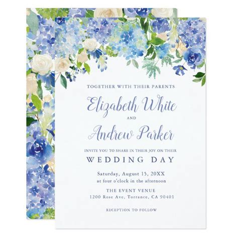 Blue Hydrangea Wedding Invitations Jenniemarieweddings