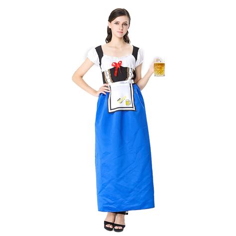 blue german oktoberfest sexy maid costume bavarian beer girl fancy dress halloween carnival