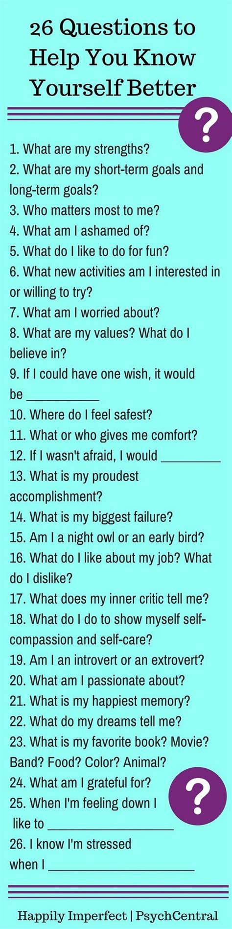 26 Questions To Help You Know Yourself Better Self Help Self