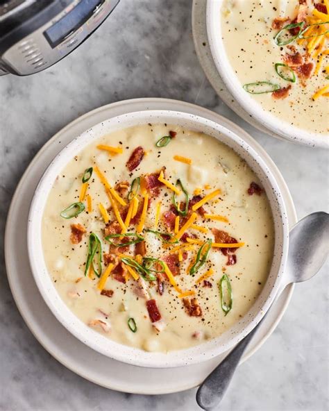 Easy Potato Soup With Cheddar Bacon And Scallions Just Farmed