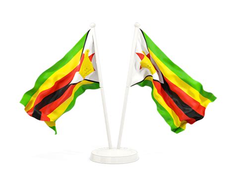 Two Waving Flags Illustration Of Flag Of Zimbabwe