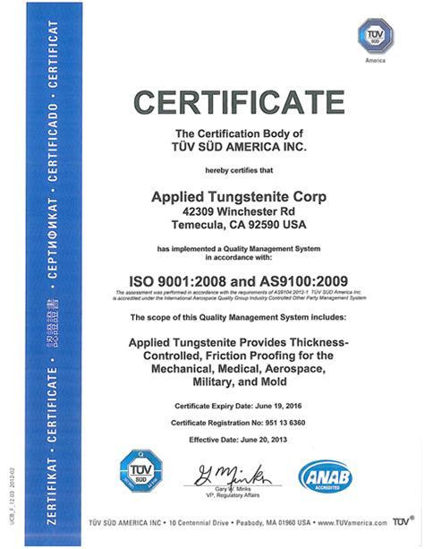 Applied Tungstenite As9100 Certification Tungsten Disulfide Ws2 Dry