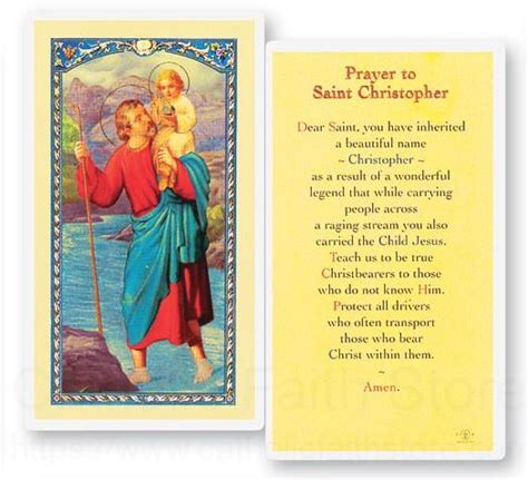 St Christopher Laminated Prayer Cards 25 Pack