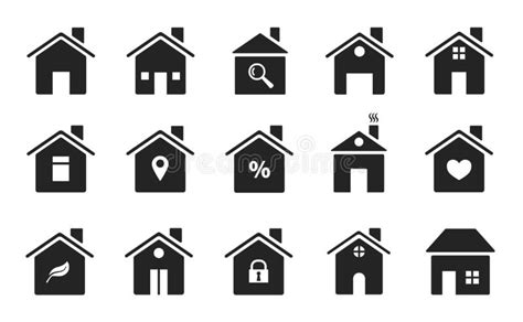 Home Icons Black Flat Homes Shapes Houses Silhouettes Symbols Of