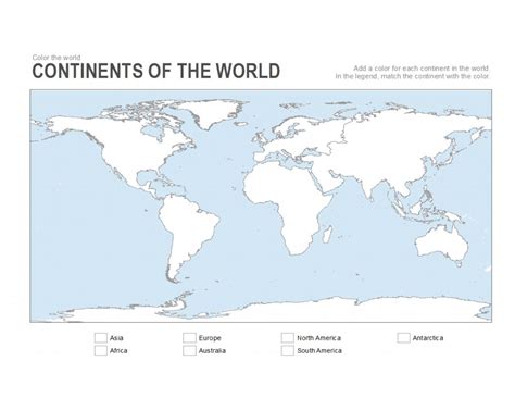 Rivers of the world quiz: 7 Printable Blank Maps For Coloring Activities In Your Geography within Continents Of The World ...