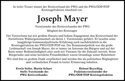 Traueranzeigen Von Joseph Mayer Augsburger Allgemeine Zeitung