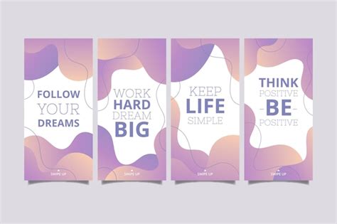 free vector gradient inspirational quotes instagram story collection