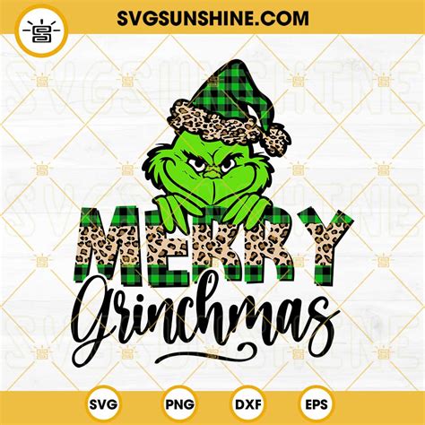 Green Plaid And Leopard Grinch Christmas Svg Merry Grinchmas Svg