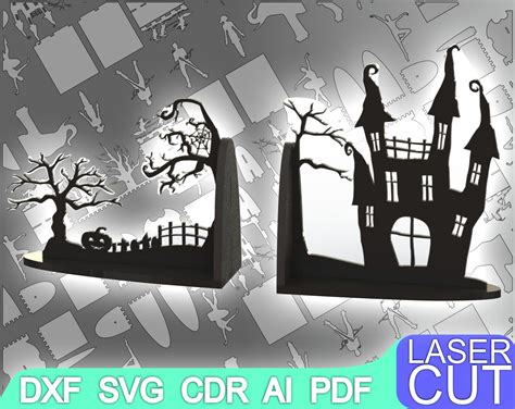 Bookend Halloween Laser Cut File Cnc Router Digital Vector Etsy 日本