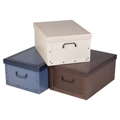 3 Large Collapsible Cardboard Storage Boxes Elegant Lightweight Lids