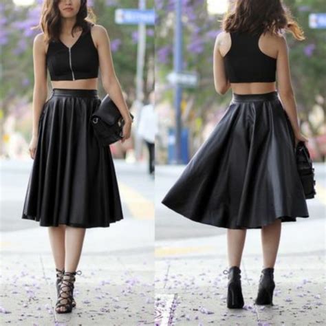 Yaasss Honey Faux Leather Flare Skirt Ladytee Collection