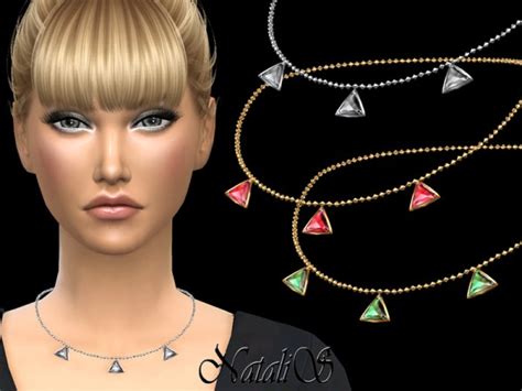 The Sims Resource Triangle Crystals Necklace By Natalis • Sims 4 Downloads