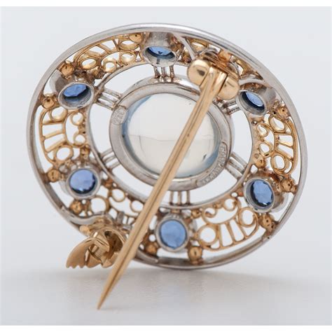 Louis Comfort Tiffany Sapphire And Moonstone Brooch