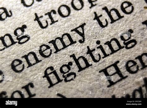 Definition Of Word Enemy On Dictionary Page Close Up Stock Photo Alamy