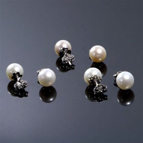 Freshwater White Pearl Post Earrings 8mm Aaa Genuine Pearl Pearl Post