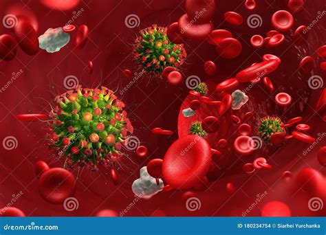 Viral Infection In Blood Immunity Fights Disease Stock Illustration