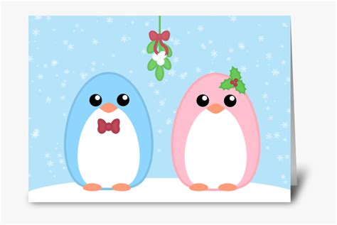 Cute Holiday Penguin Couple Greeting Card Cartoon Free Transparent Clipart Clipartkey