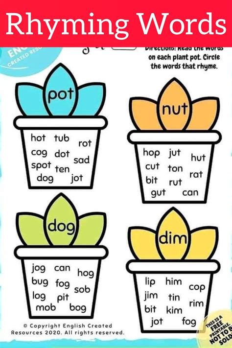 Lists Of Words That Rhyme Rhyming Word Lists While A Rhyming