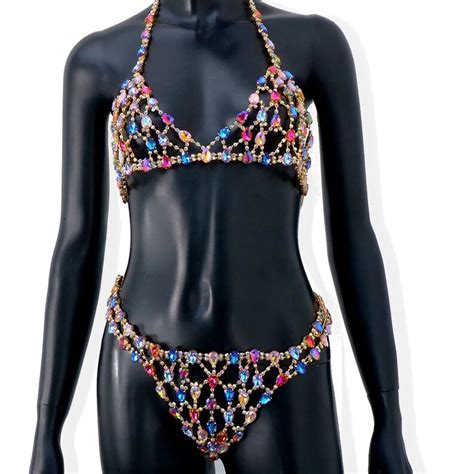 crystal lingerie set bling ab crystal bikini diamond etsy