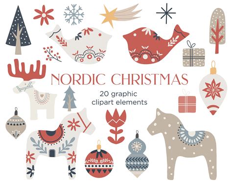 Scandinavian Christmas Clipart Nordic Hygge Clipart Etsy Australia