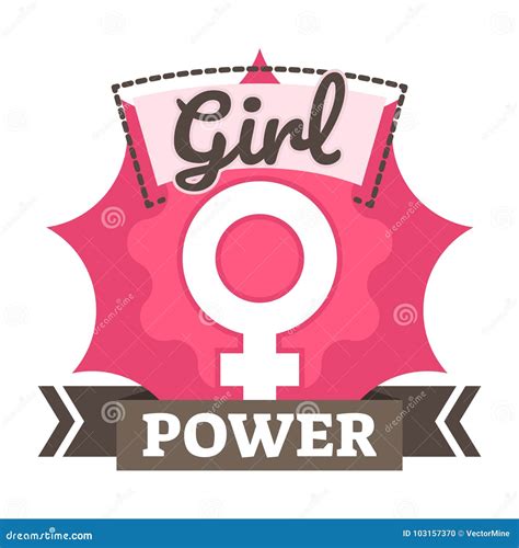 Girl Power Badge Logo Or Icon With Female Symbol On Pink Background Stock Vector Illustration