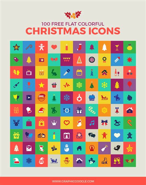 100 Free Flat Colorful Christmas Icons For Christmas Designs