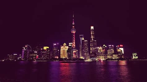 Download China Shanghai Neon City Lights 2560x1080 Resolution Hd 4k