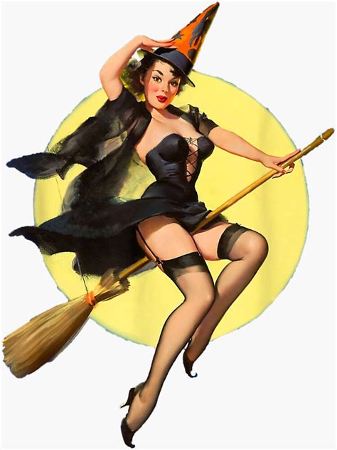 Vintage Pin Up Witch Halloween Pinup Girl Funny Ilustration T Shirt